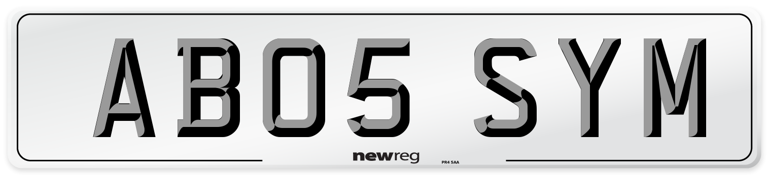 AB05 SYM Number Plate from New Reg